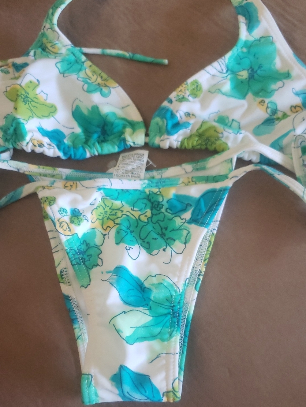 Floral One-Piece Swimwear - White and Teal